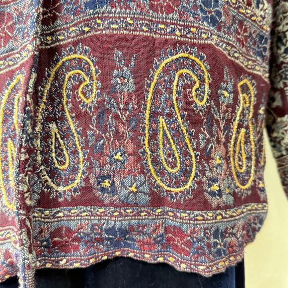 Vintage Beaded Paisley Floral Tapestry Jacket Whimsigoth Fairy Grunge Witchy 4X - Picture 5 of 9